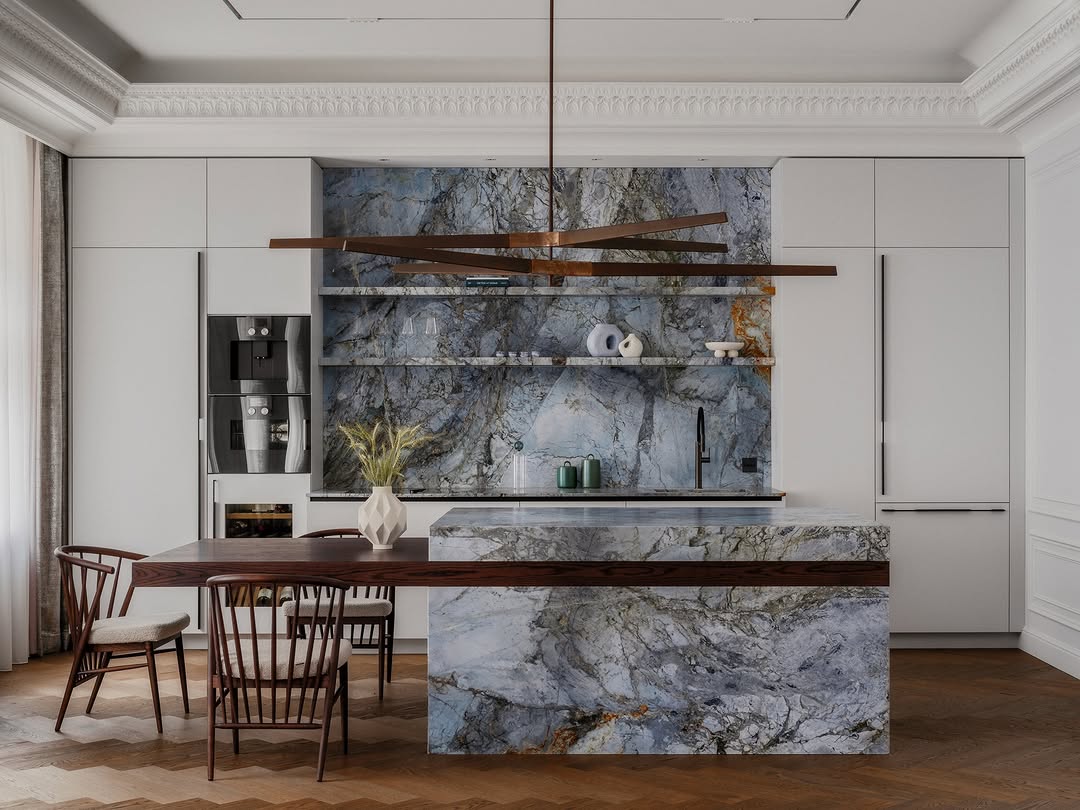 Marble vein kitchen decor