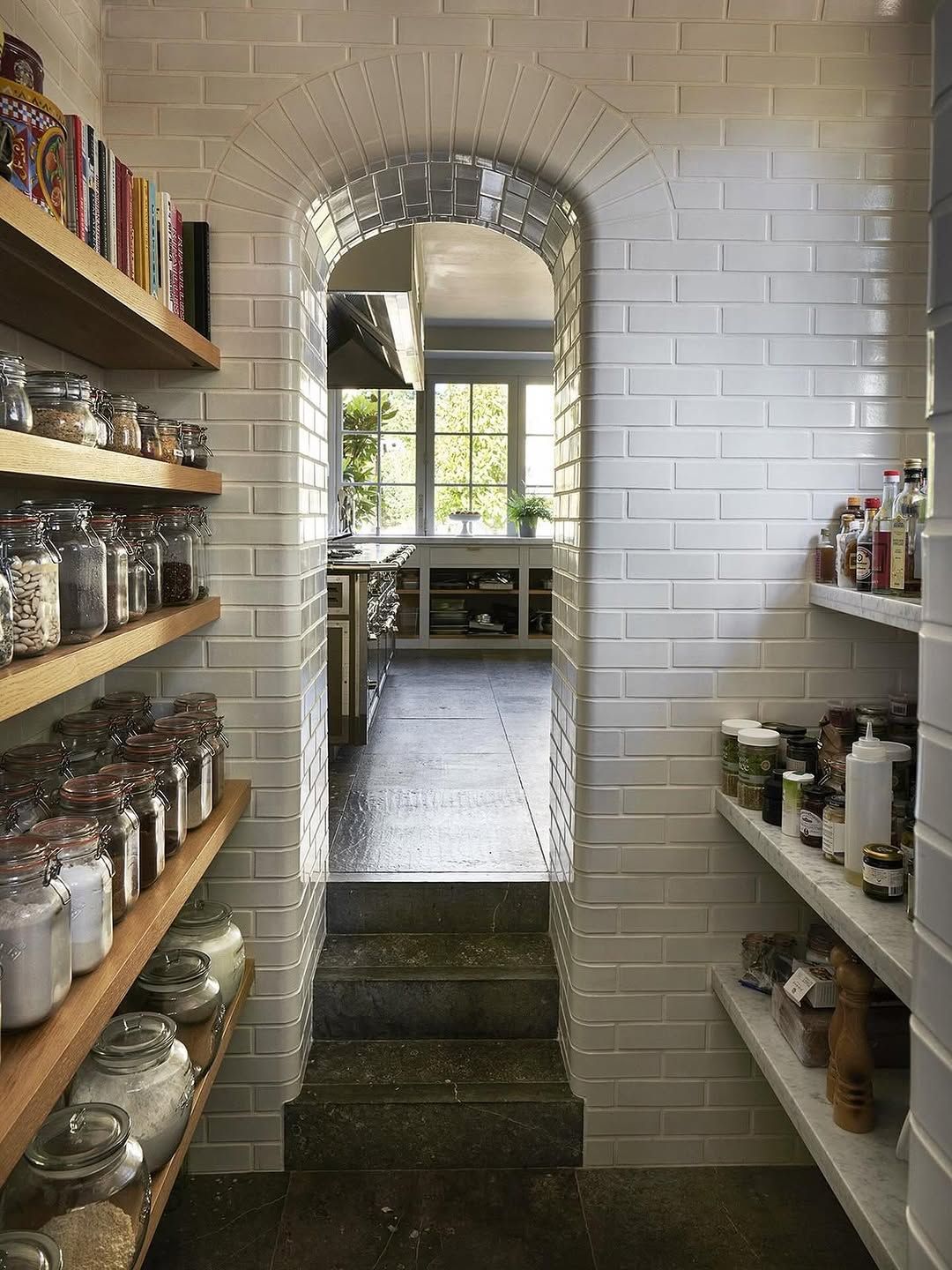 Pantry with Full Label System and Wood Counters