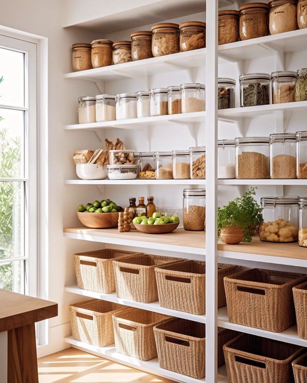 Pantry with Full Label System and Wood Counters
