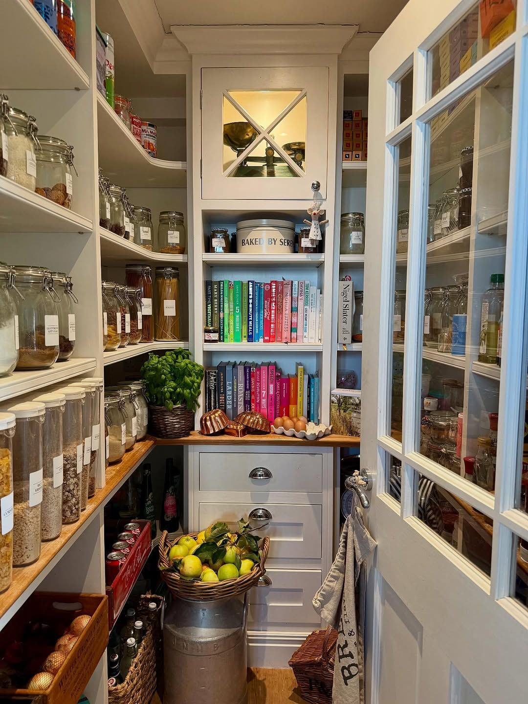 Pantry with Full Label System and Wood Counters