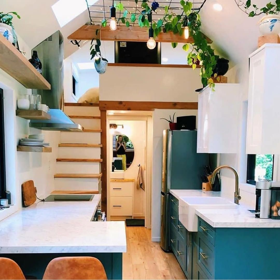 Sleek Modern Kitchen With Loft Stair Integration