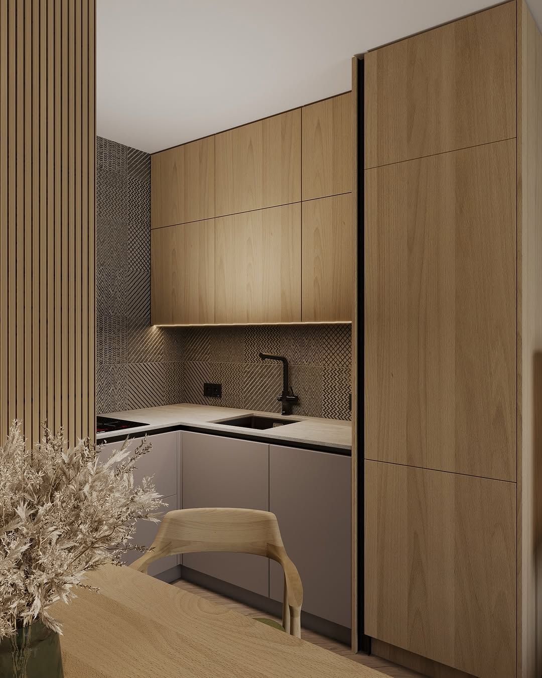 White Small Kitchen with a Simple Dining Corner Copy