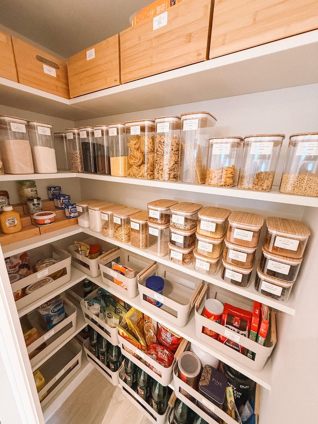 Pantry with Full Label System and Wood Counters