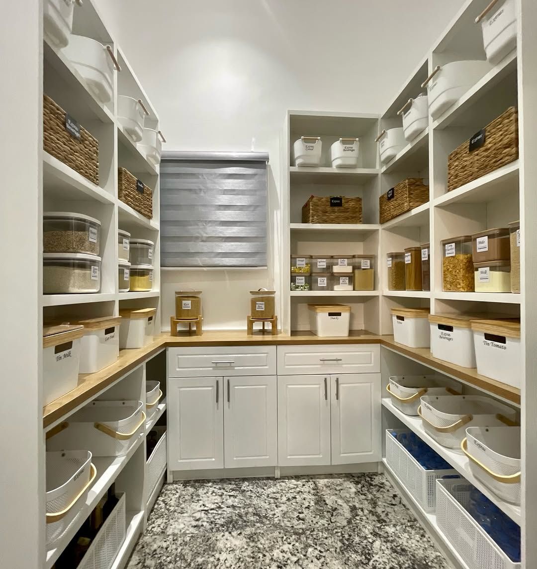Pantry with Full Label System and Wood Counters