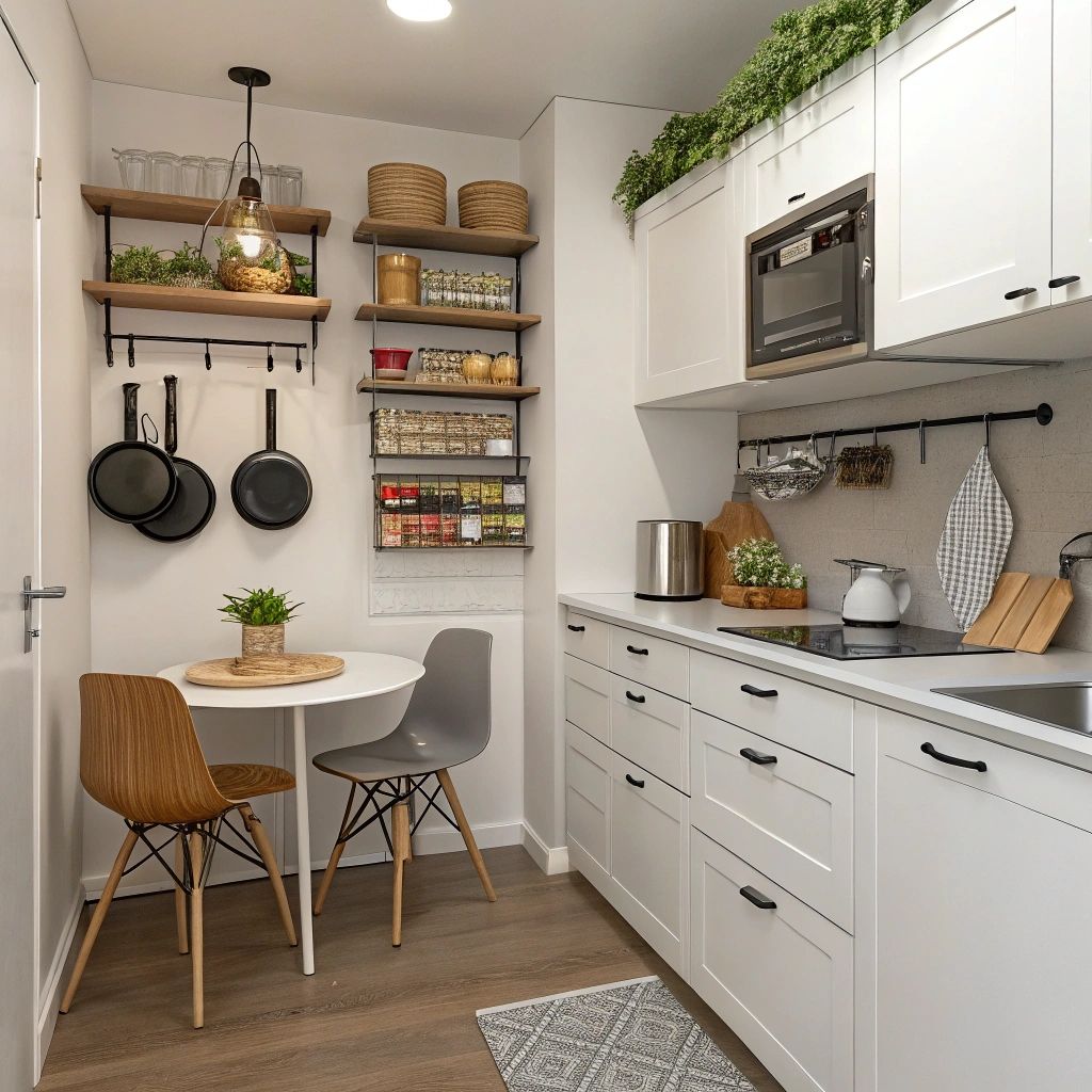 White Small Kitchen with a Simple Dining Corner Copy