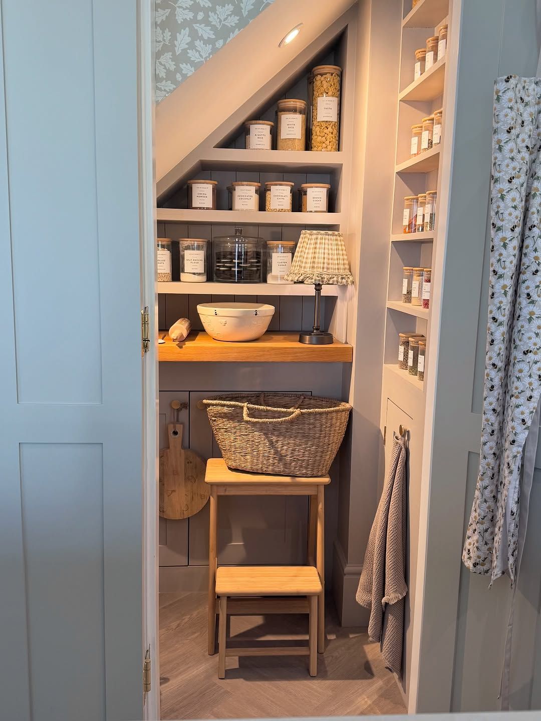 Pantry with Full Label System and Wood Counters