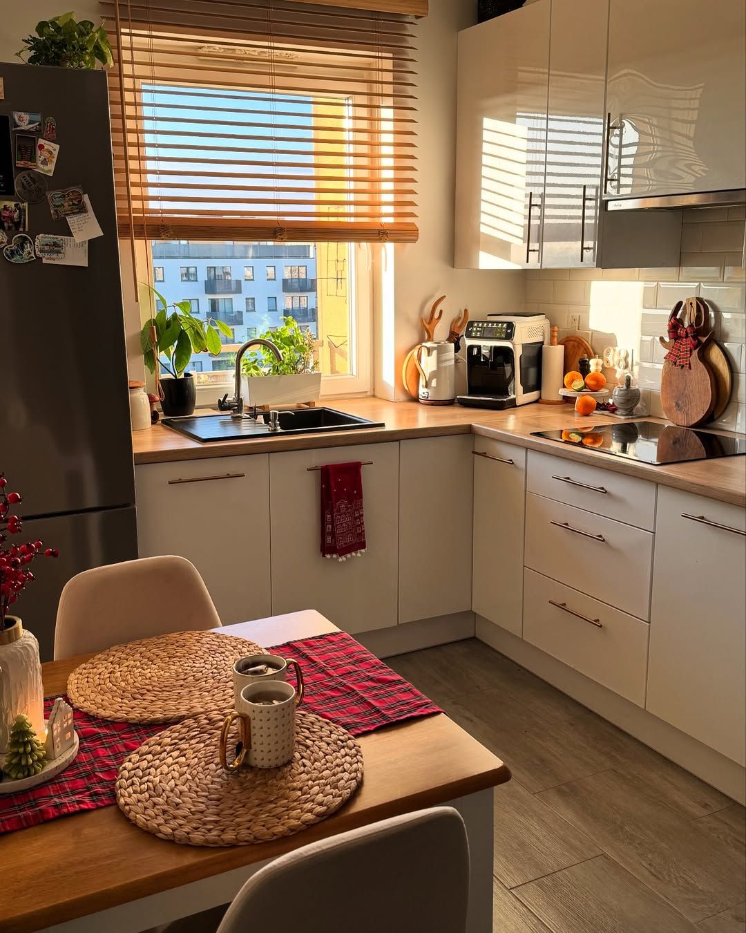 White Small Kitchen with a Simple Dining Corner Copy