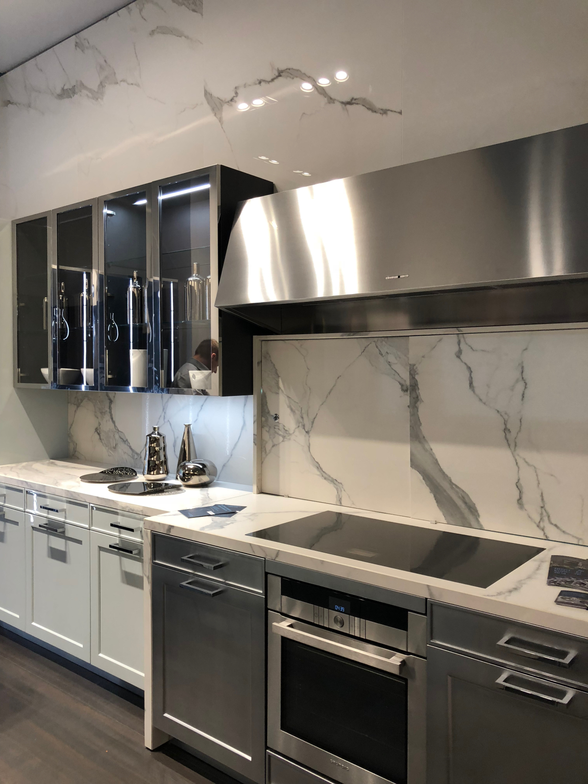 Concealed Storage Behind Stone Sliders