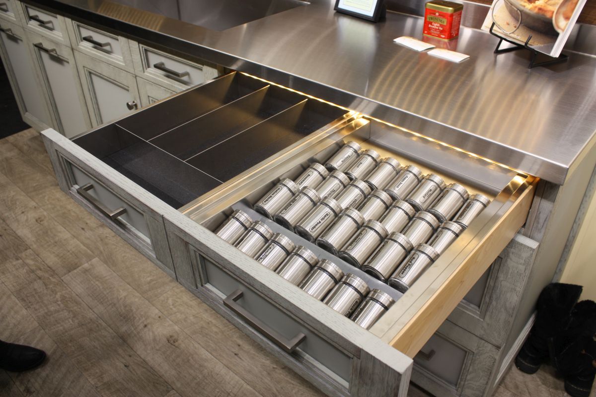 Professional Style Spice Drawers with Metal Inserts