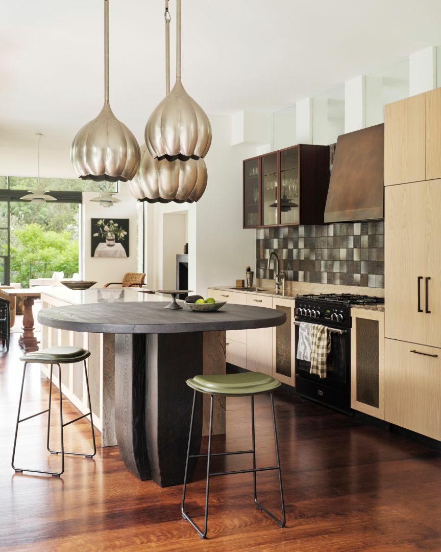 Sculptural Stools in a Modern Classic Kitchen