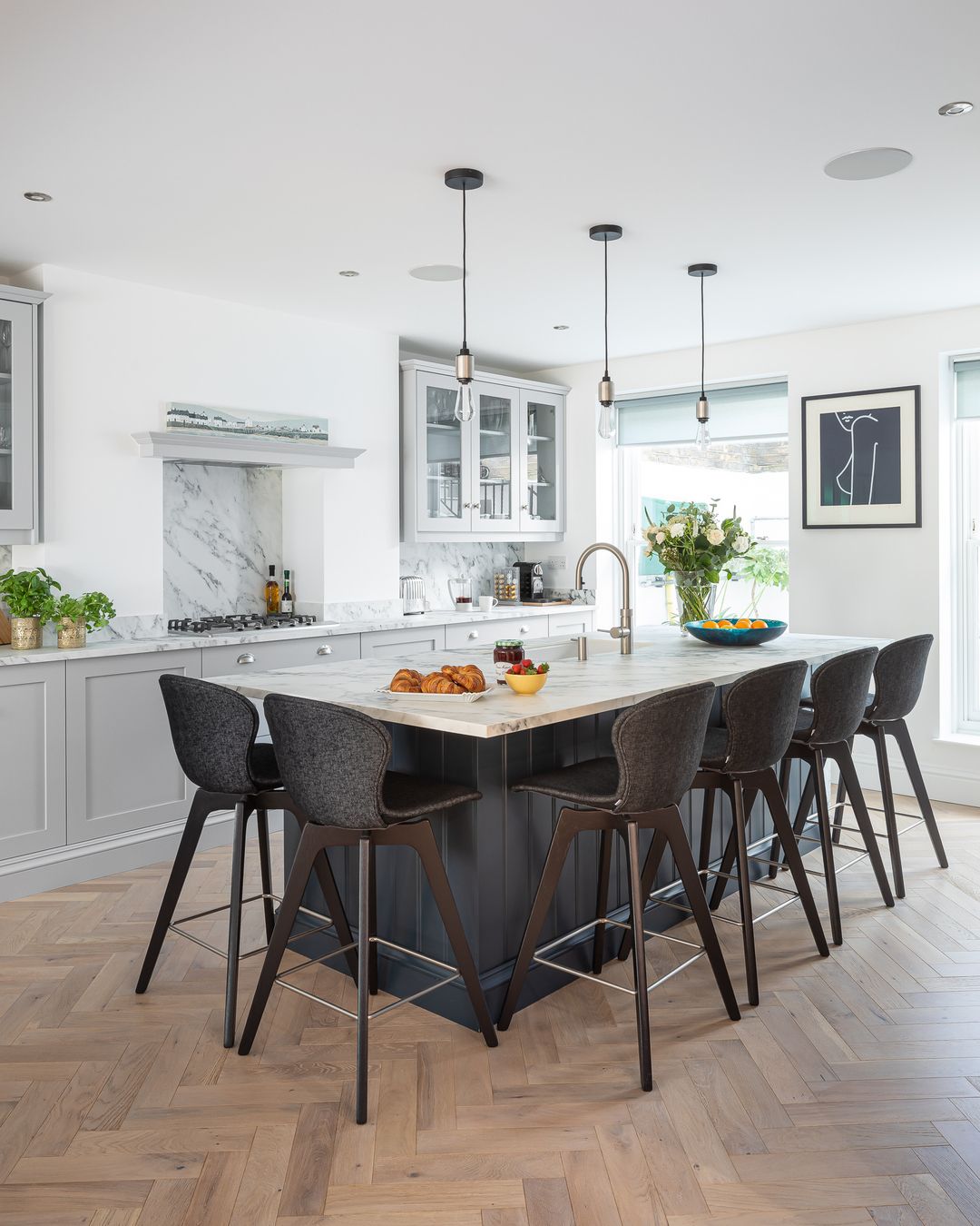 Sculptural Stools in a Modern Classic Kitchen