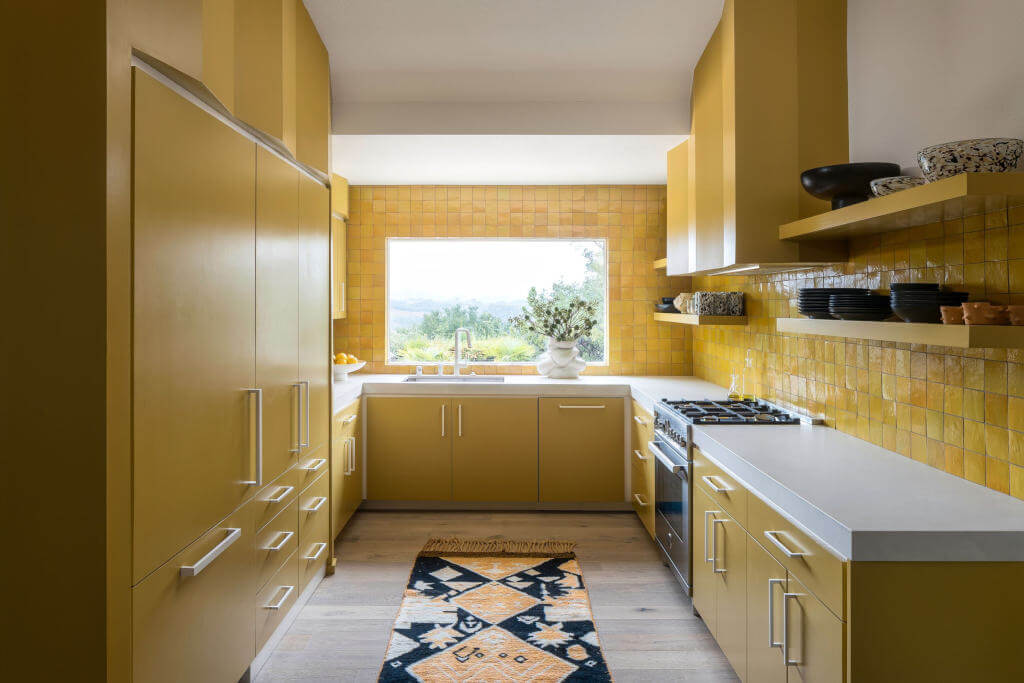 Tile used as a full wall finish, not a backsplash strip