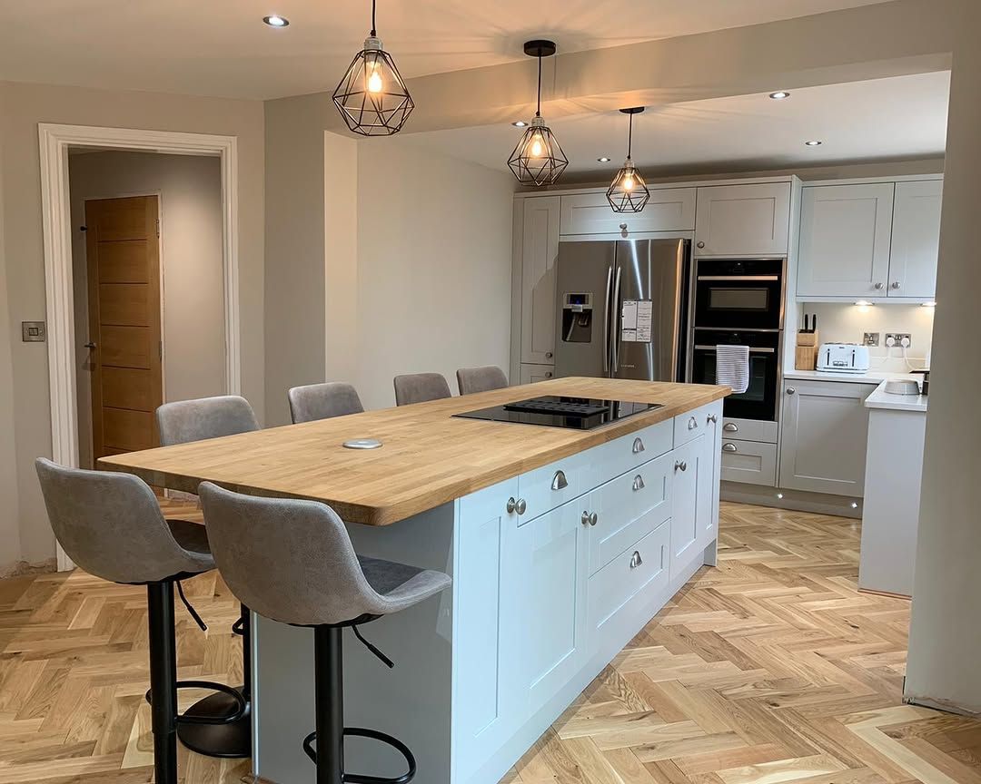 Sculptural Stools in a Modern Classic Kitchen
