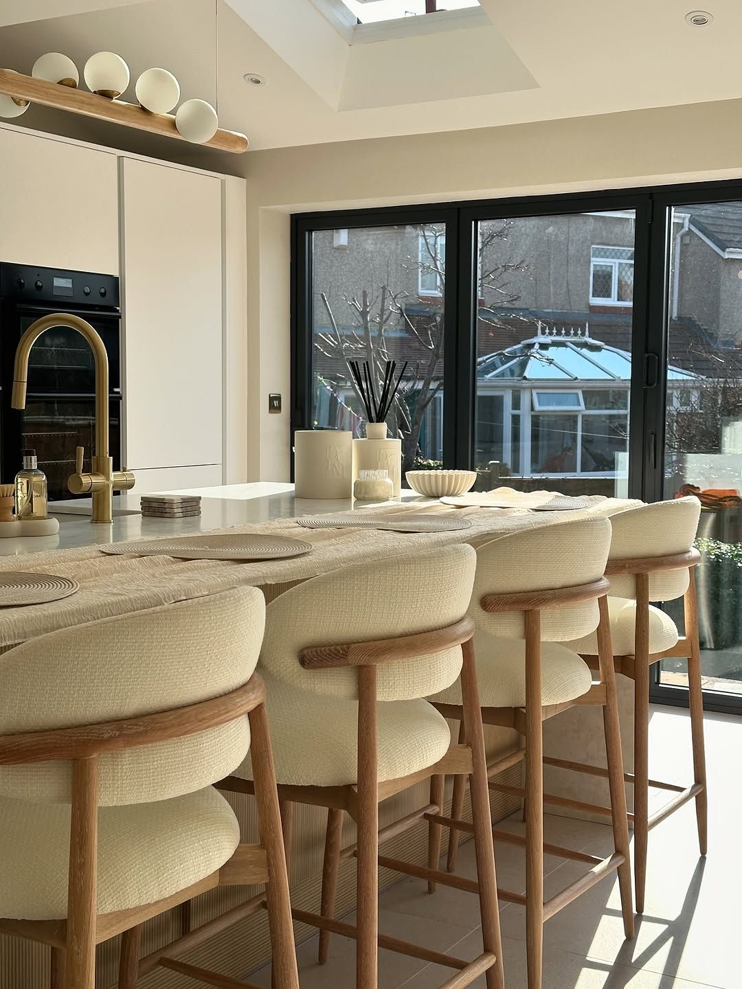 Sculptural Stools in a Modern Classic Kitchen