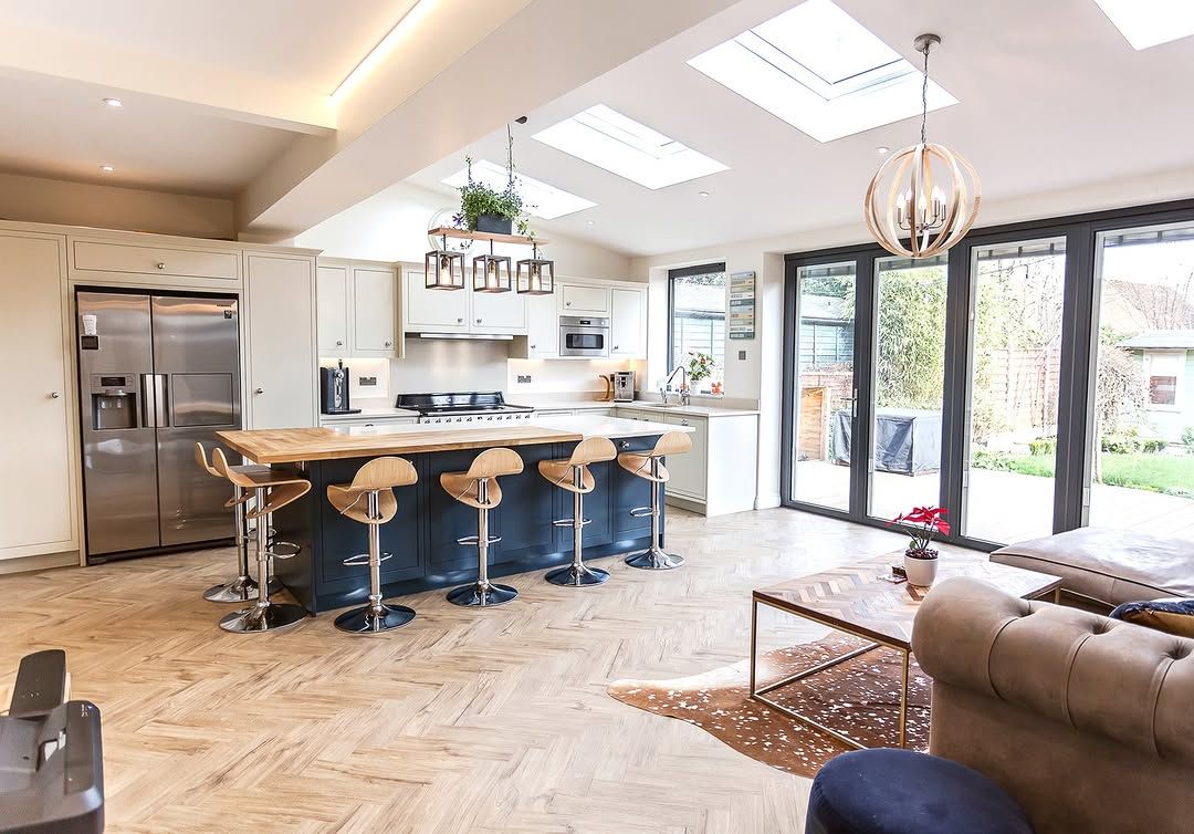 Sculptural Stools in a Modern Classic Kitchen